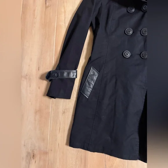 Mackage Trench Coat with Leather Trim Size Medium - Picture 4 of 11